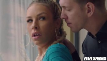 Blonde in stocking has her shaved pussy drilled balls deep