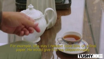 Naughty girl in sexy panty fucked in public